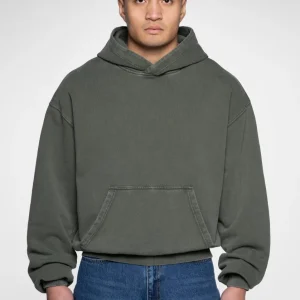Oversize Hoodie Vintage Washed 100% Cotton - Olive