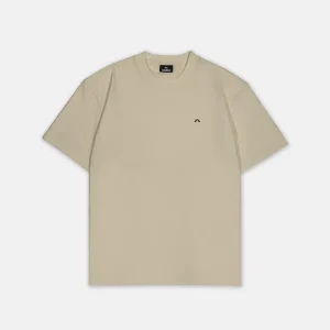 T-Shirt Beige mit kleinem Logo Schwarz